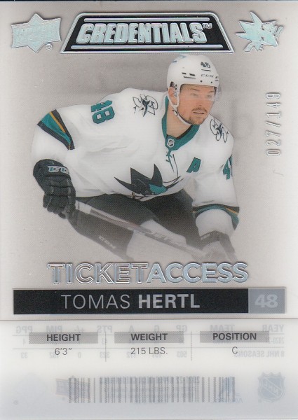 insert karta TOMÁŠ HERTL 21-22 Credentials Ticket Access Acetate /149